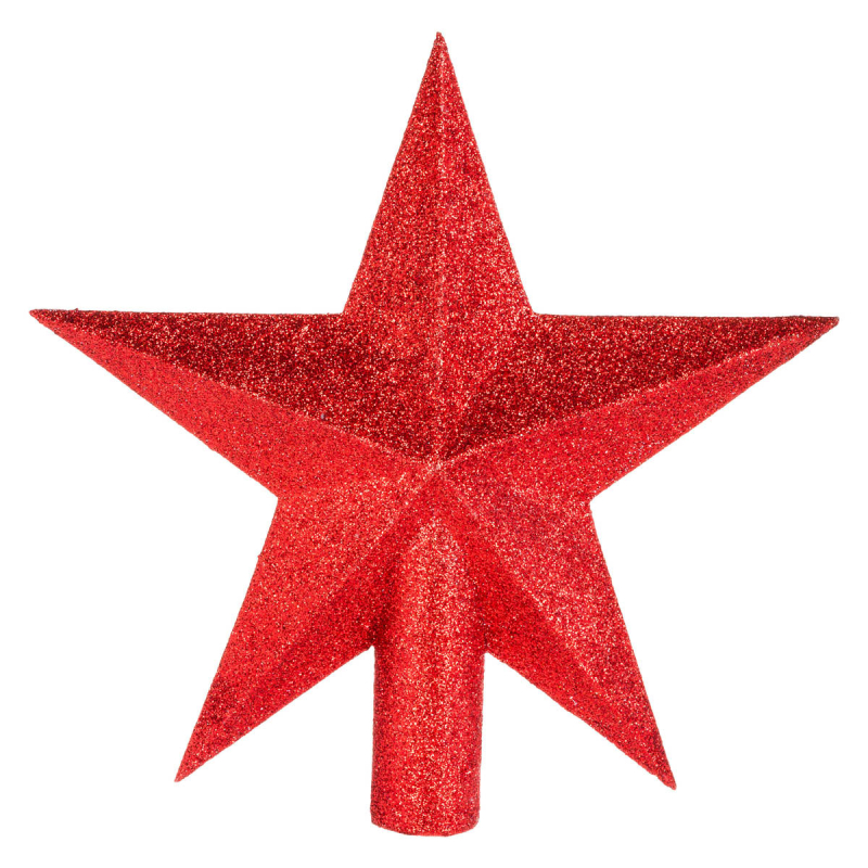 Novog. kićanka vrh za jelku-zvezda 22cm crvena Feeric