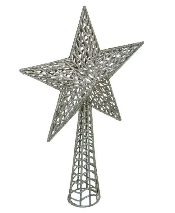 Novog. kićanka vrh za jelku-zvezda 38cm boja srebra Feeric