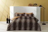 Posteljina Saten Leopard za francuski krevet V03 braon Tac
