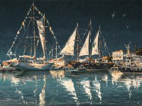 Print slika Canvas ST658 Night Ships 60x80cm Styler