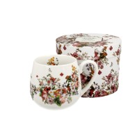 Šolja za čaj Vintage Flowers 430ml bela cvetna u poklon pak. Duo