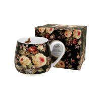 Šolja za čaj Warda 430ml crna cvetna u poklon pakovanju Duo