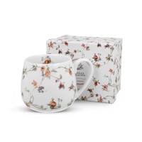 Šolja za čaj Safa 430ml bela cvetna u poklon pakovanju Duo