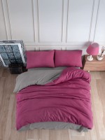 Posteljina Ranforce za jedan krevet roza/siva Colours of life